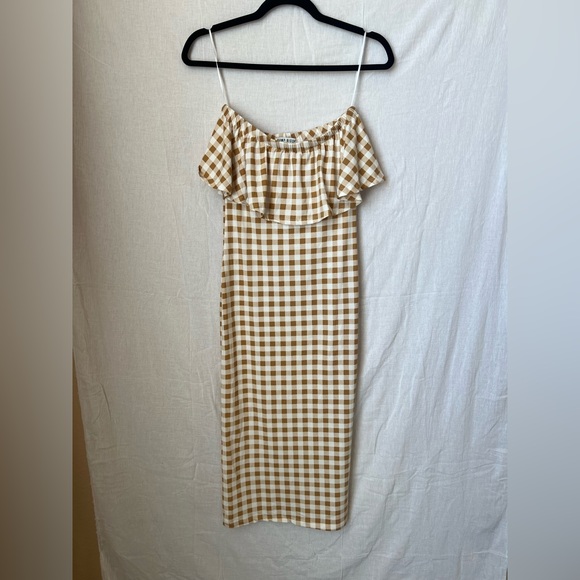 NWT MATERNITY STRAPLESS Body con dress / gingham / plaid / western - Picture 1 of 3